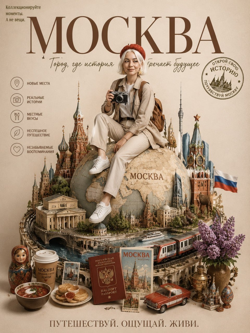 Туристический постер Москвы со своим фото