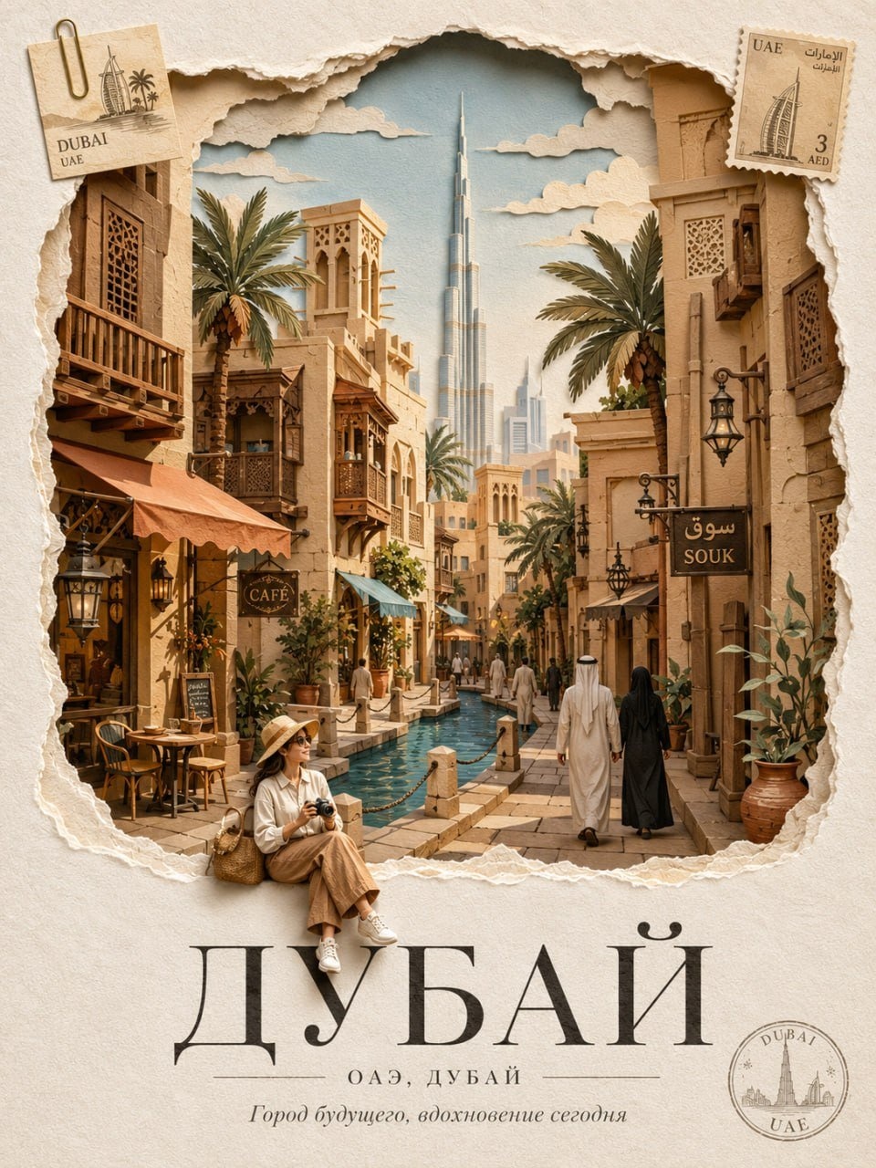 Бумажный туристический постер Дубая
