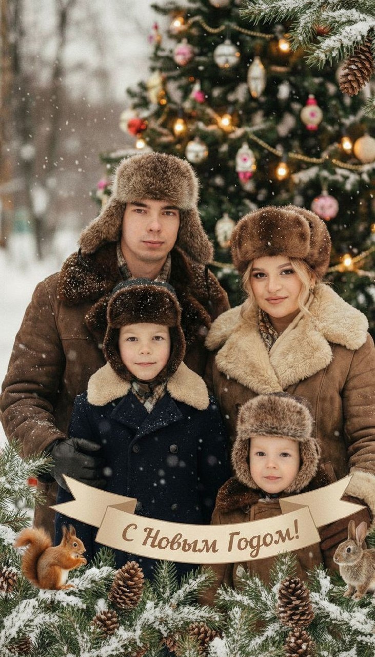 Новогодняя фотография в стиле советского фильма