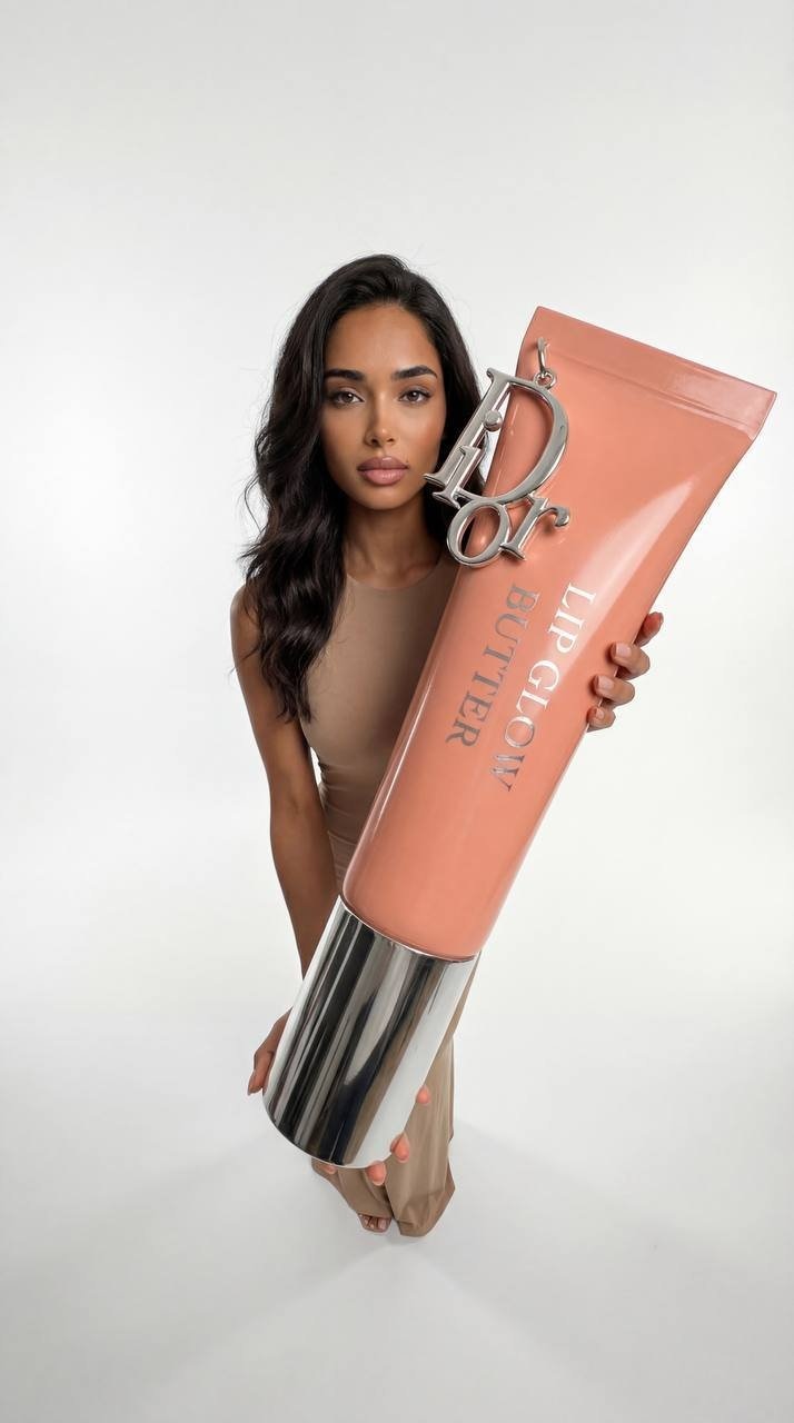 Use the photo reference of the model and the photo reference of the product.