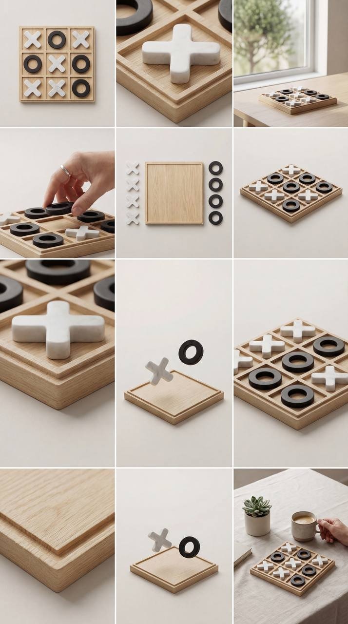 Each cell is a separate clean frame, a single style, premium aesthetics.