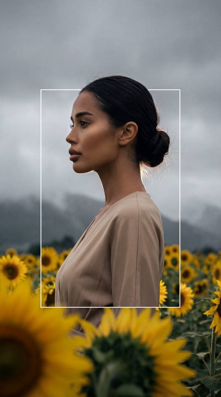 Cinematic, contrasting profile portrait using a model from the downloaded photo 
