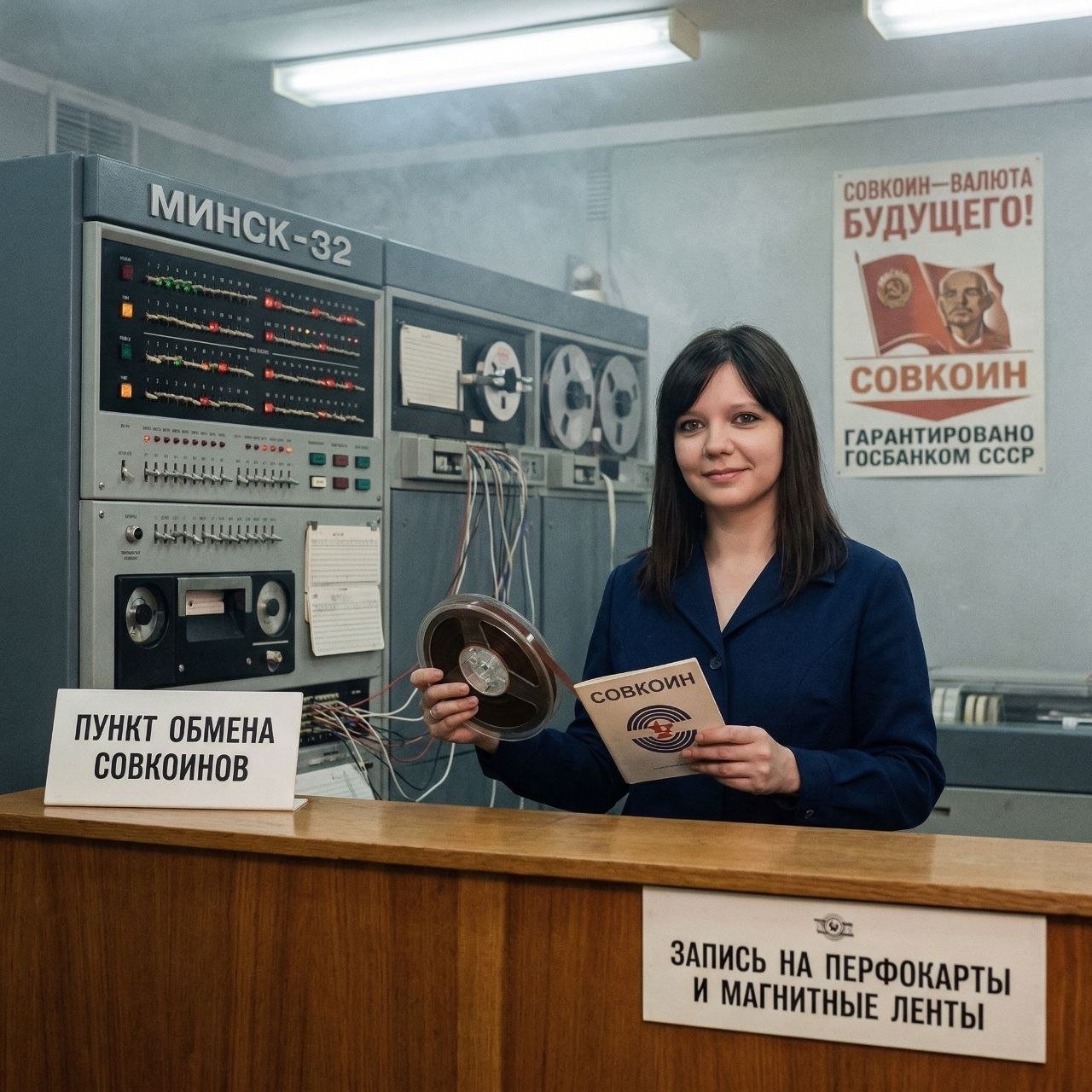 Пункт обмена Совкоинов в советском вычислительном центре