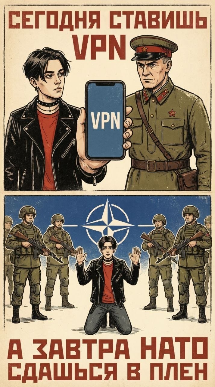 Двухчастная советская карикатура про VPN и НАТО