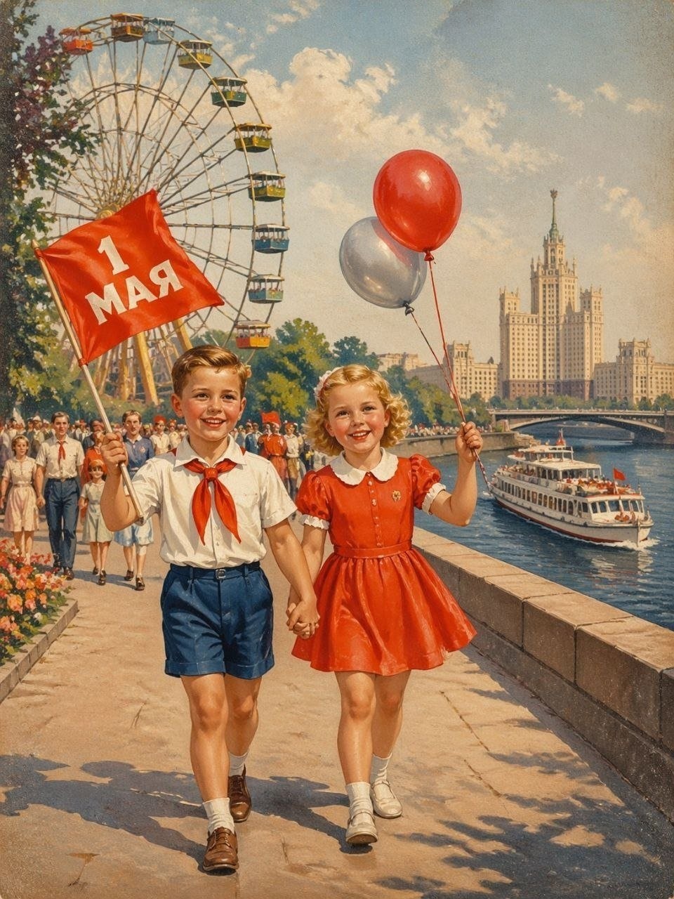 Дети на 1 мая в советском парке