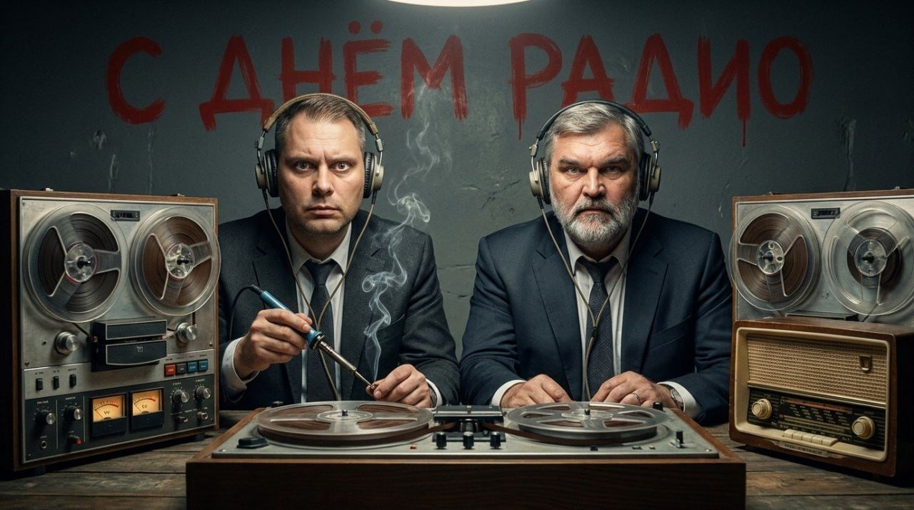 Ультрареалистичный портрет ко Дню радио с двумя мужчинами