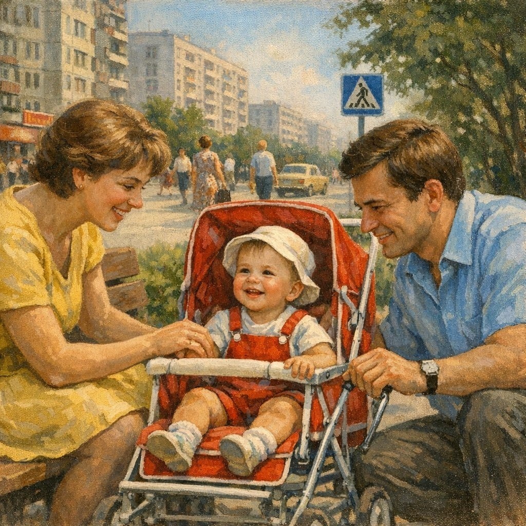 Семейная сцена в СССР в стиле живописи
