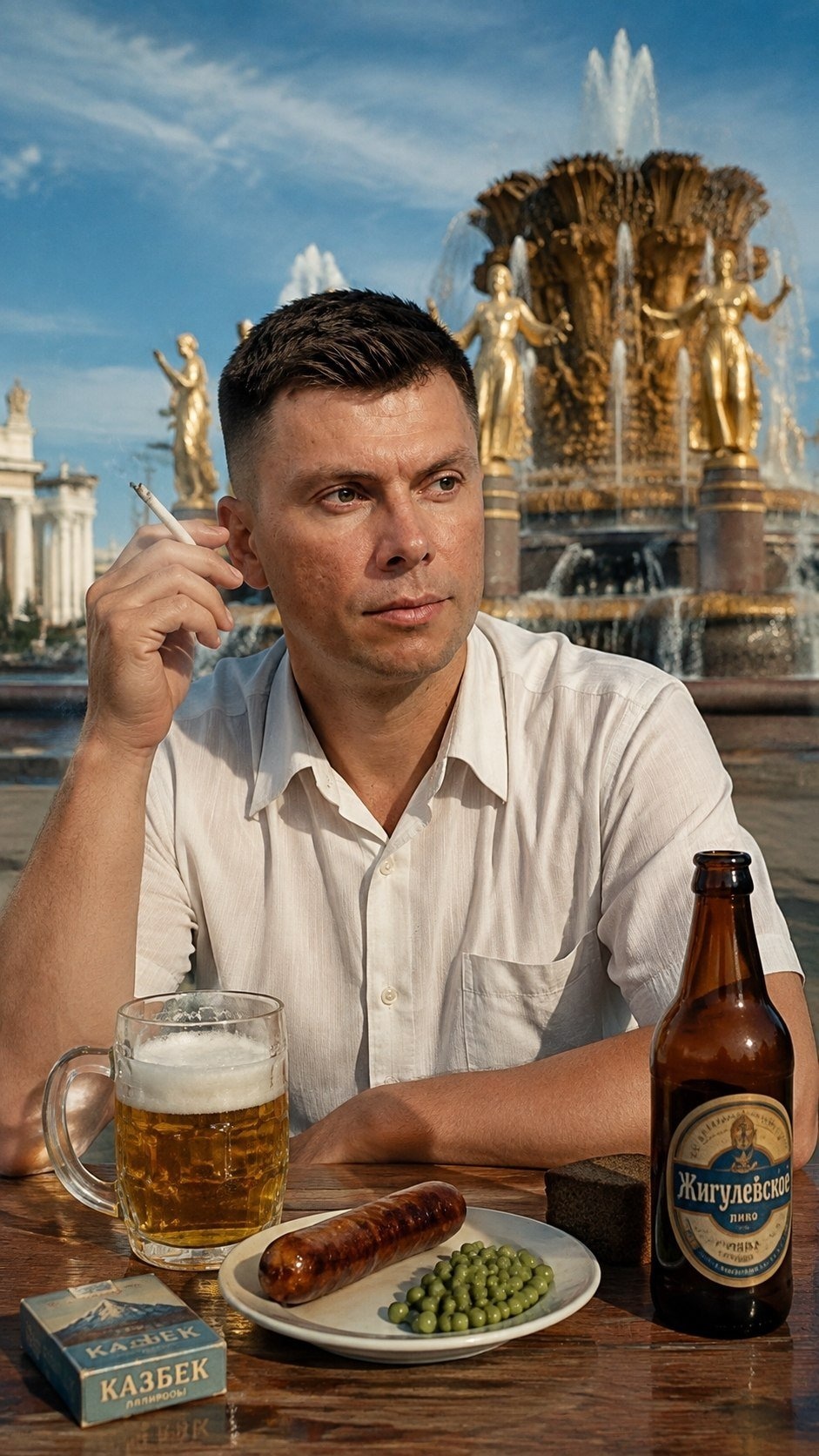 Ретро-обед на ВДНХ с мужчиной и советской едой