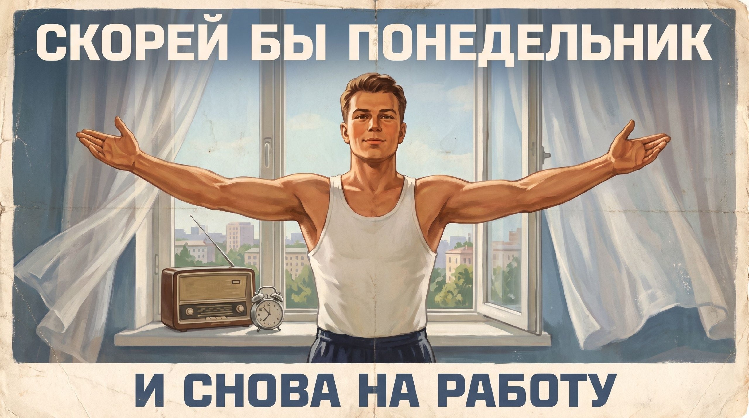 Советский агитационный плакат с молодым мужчиной