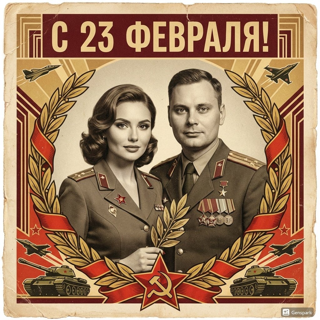Винтажная советская открытка к 23 февраля