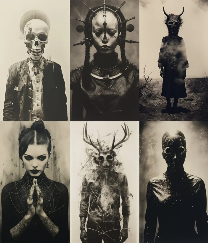 Промпт аватарка в стиле хоррор чёрно-белая