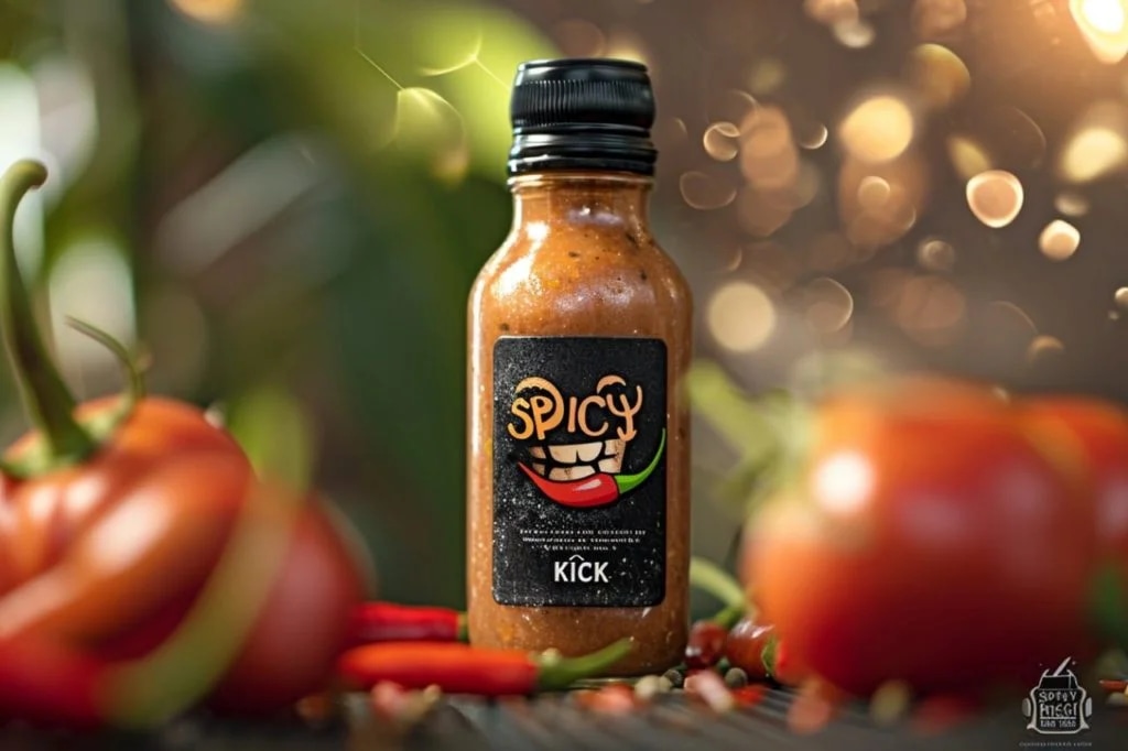 Промпт бутылки соуса с надписью