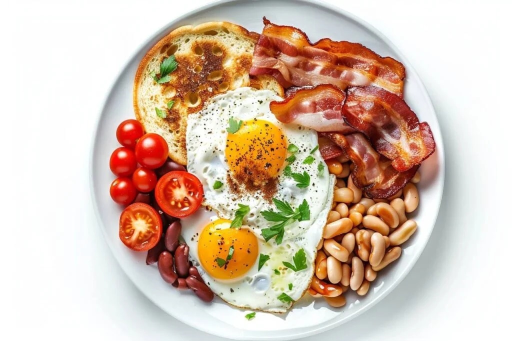 Промпт еды на белом фоне, вид сверху