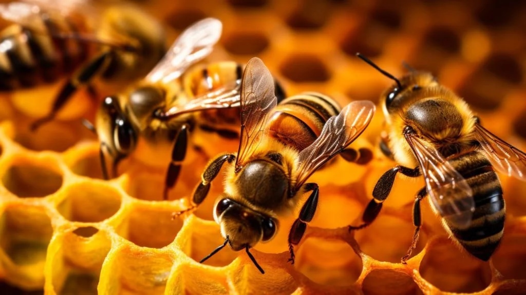 Промпт макро, мед и пчелы