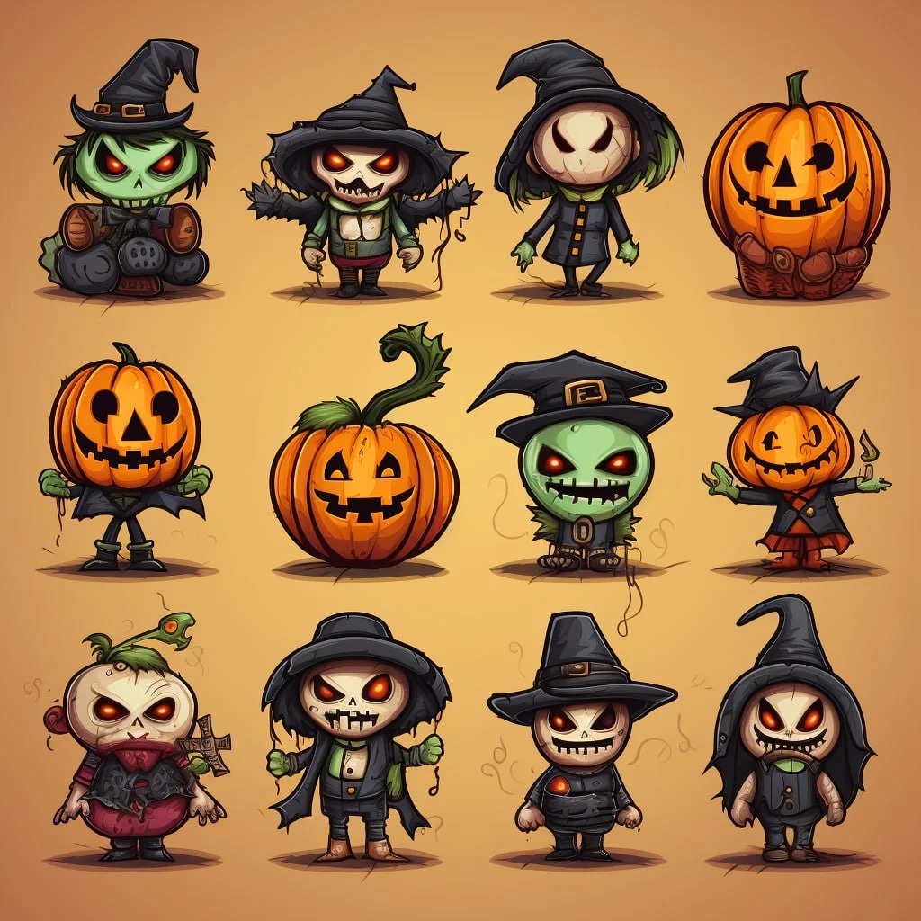 Промпт набора изображений в стиле хэллоуин