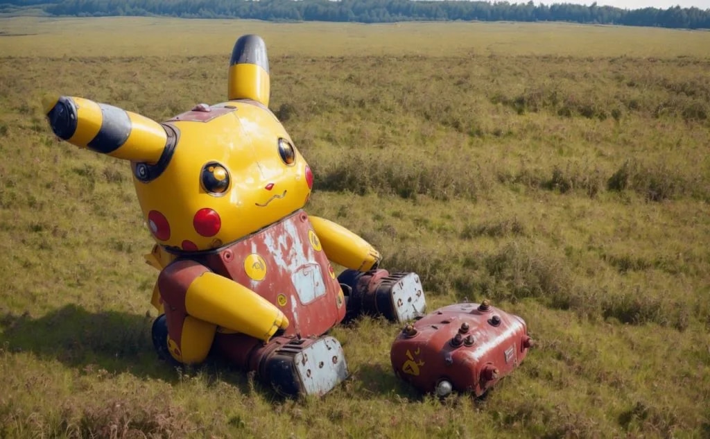 Промпт разлагающаяся ржавчина в полях