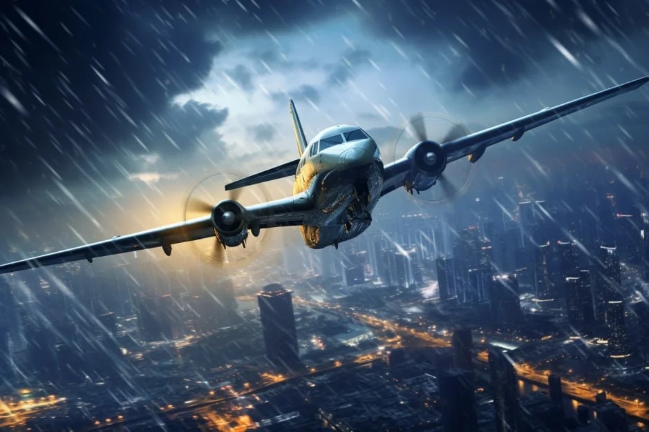 Промпт самолета над городом