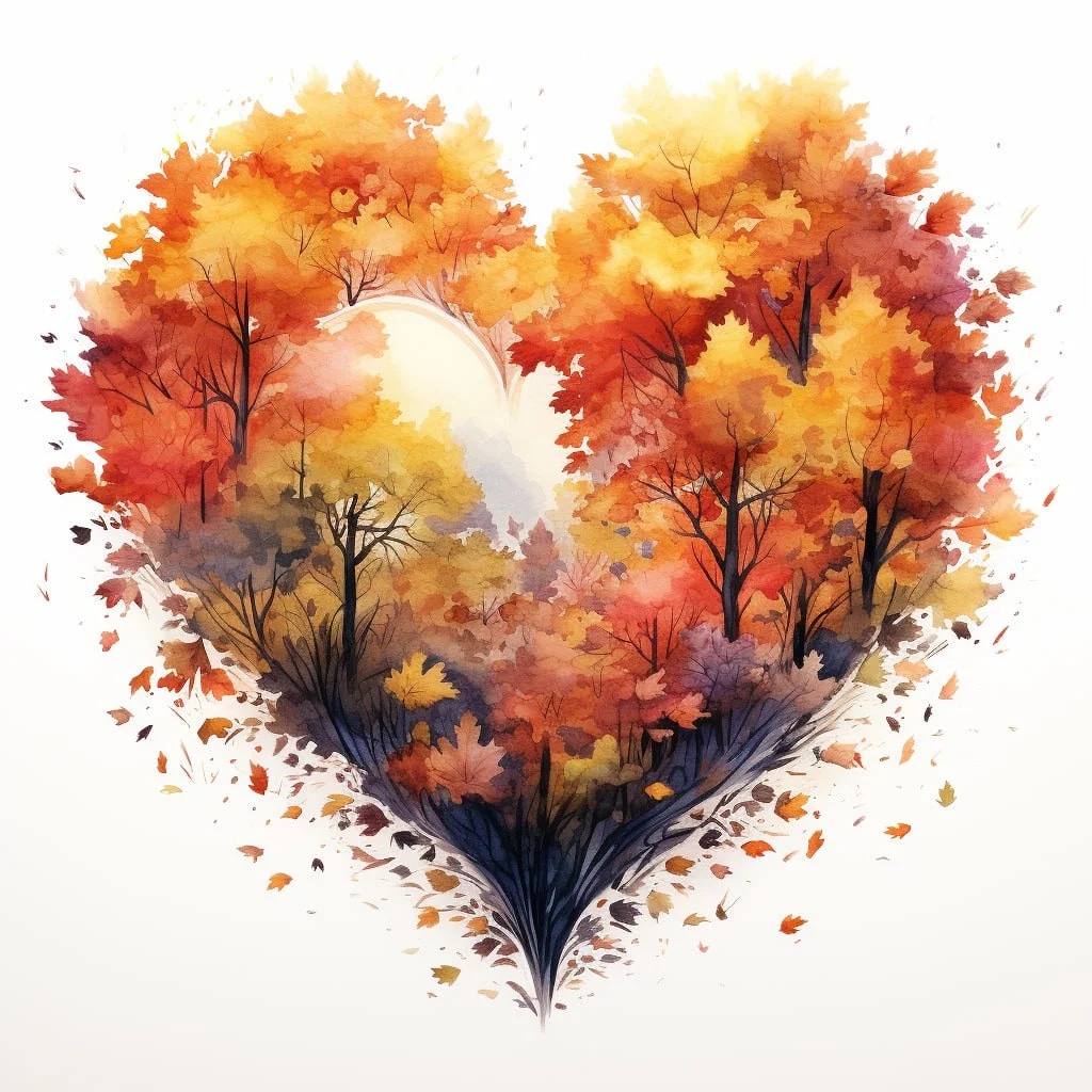 Промпт сердца в стиле времен года, акварель