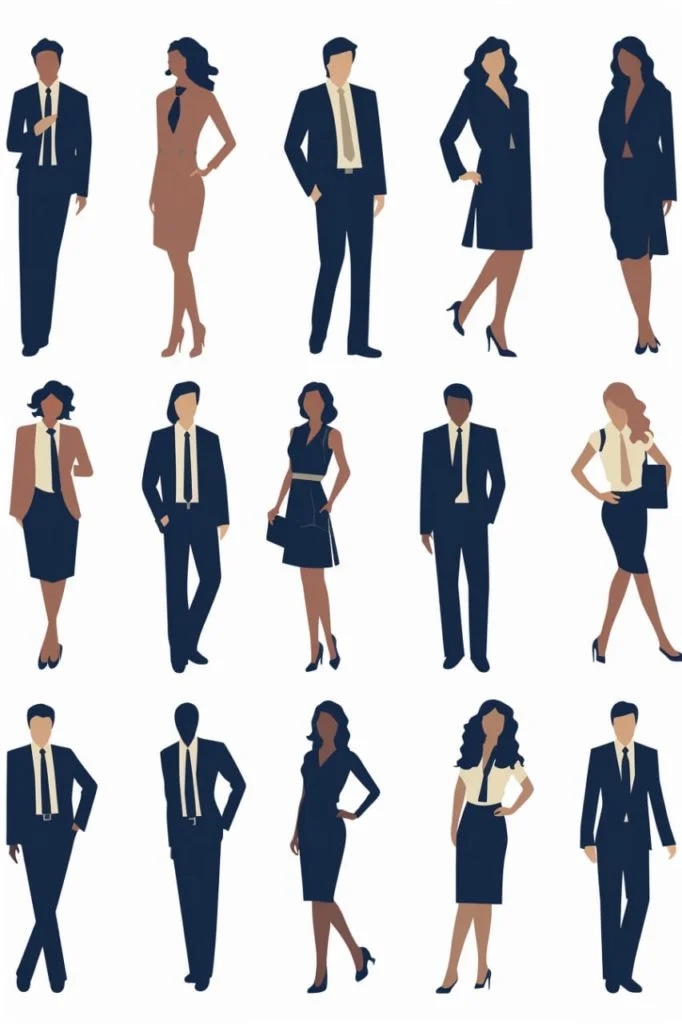 Промпт силуэту людей в деловом стиле