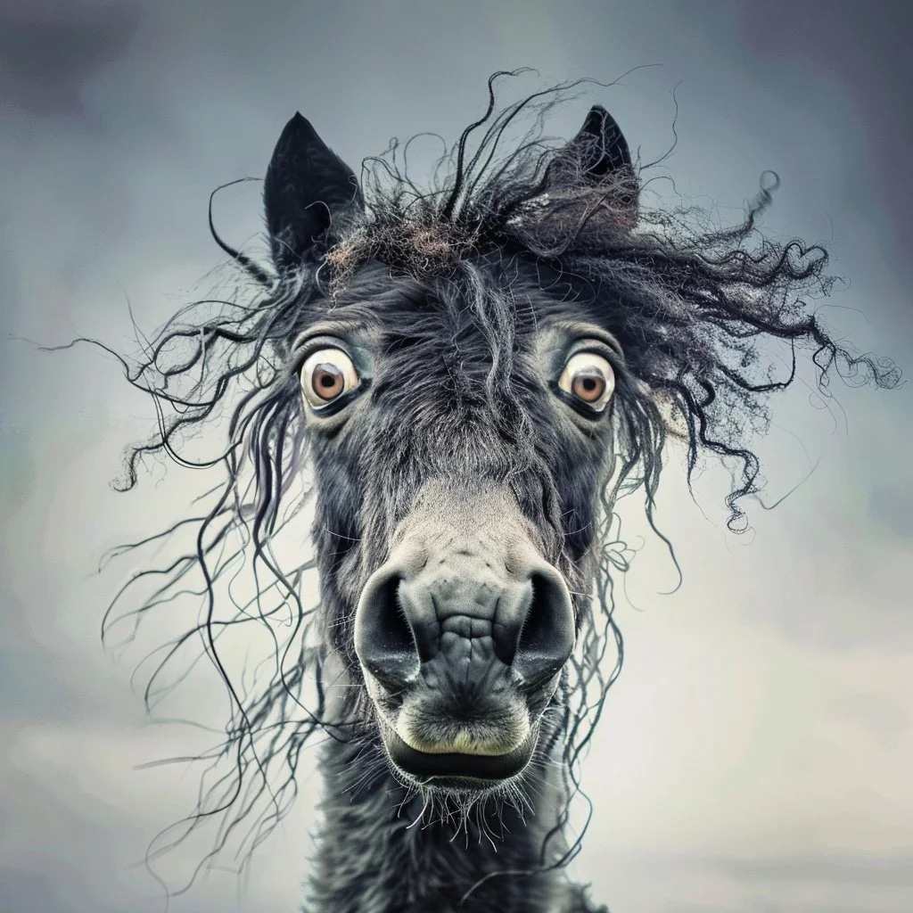 Промпт смешной фотопортрет гротескного животного