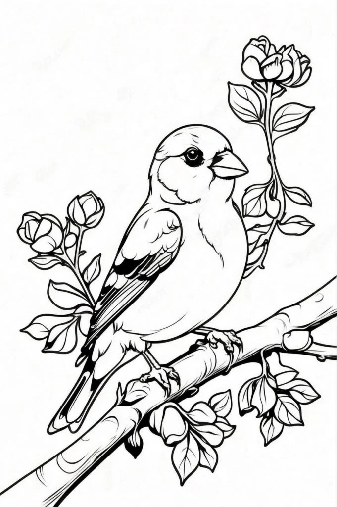 Промпт снегирь, раскраска