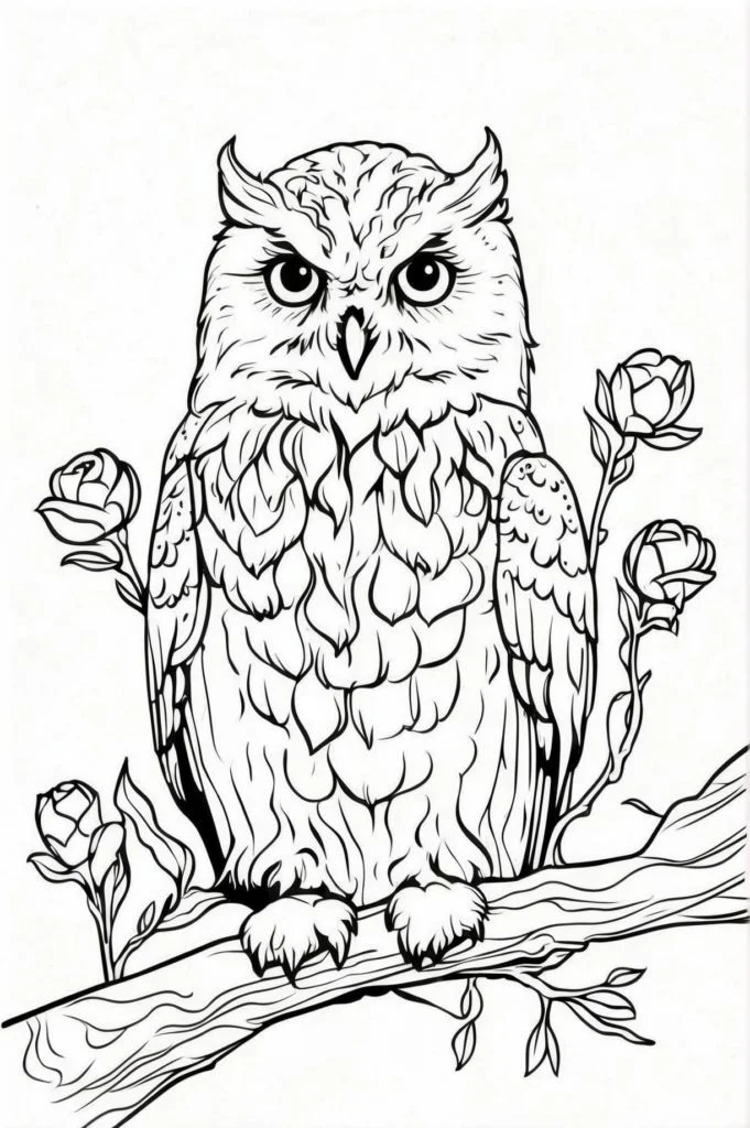 Промпт снежной совы, раскраска