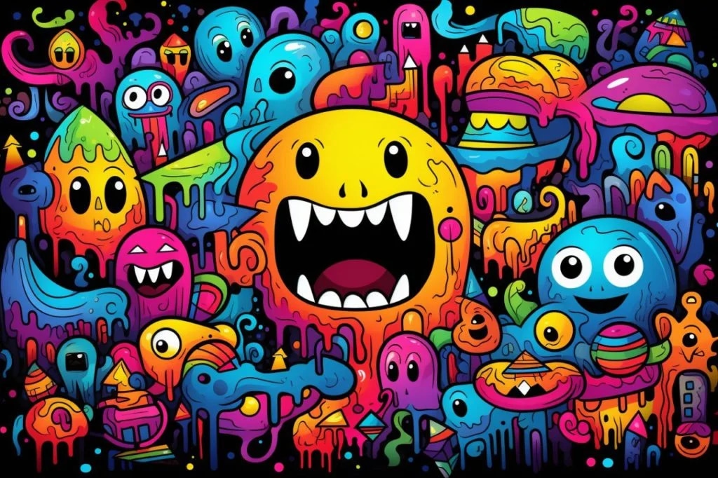 Промпт в с тиле дудл арт