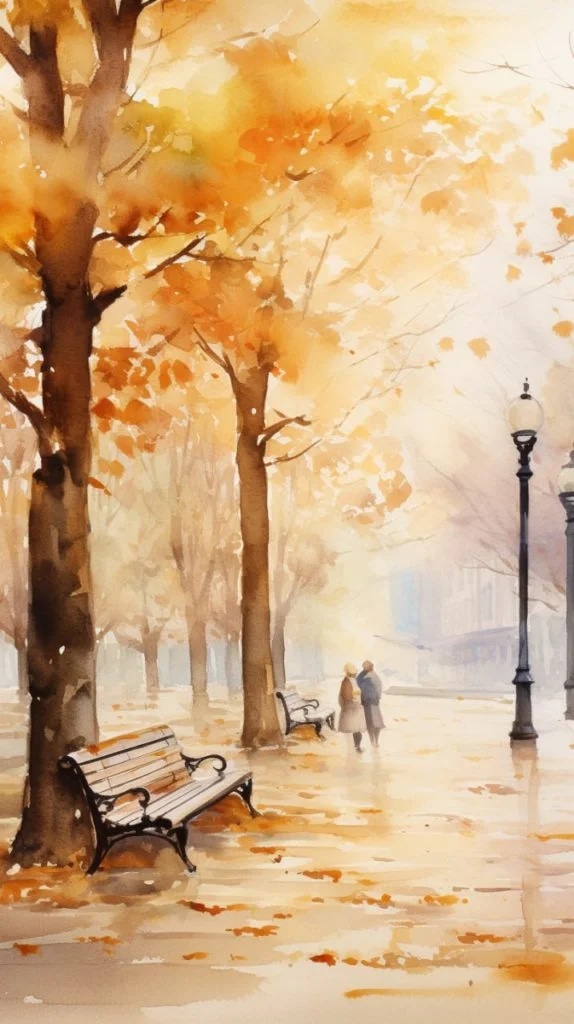 Промт городская осень в стиле акварель