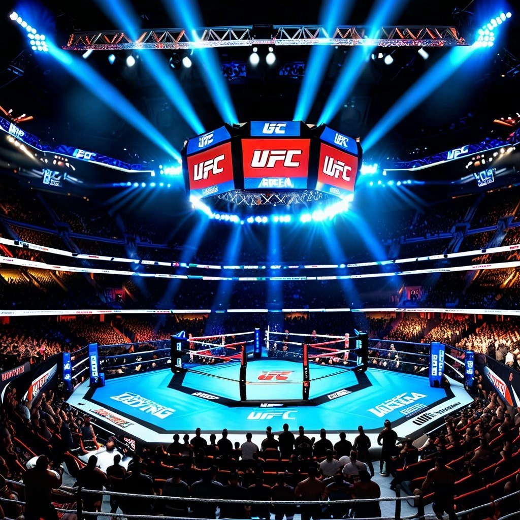 Трёхмерная арена UFC с ярким освещением