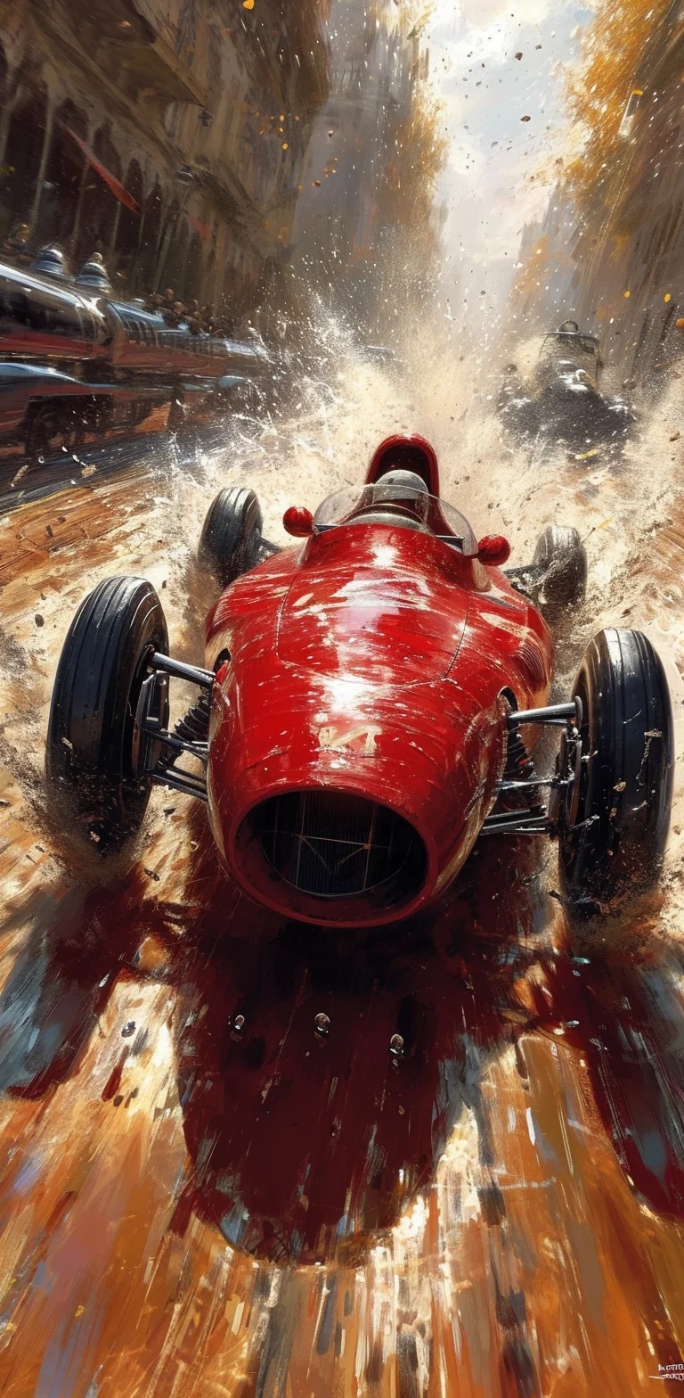 red race car, in the style of sam spratt, historic...