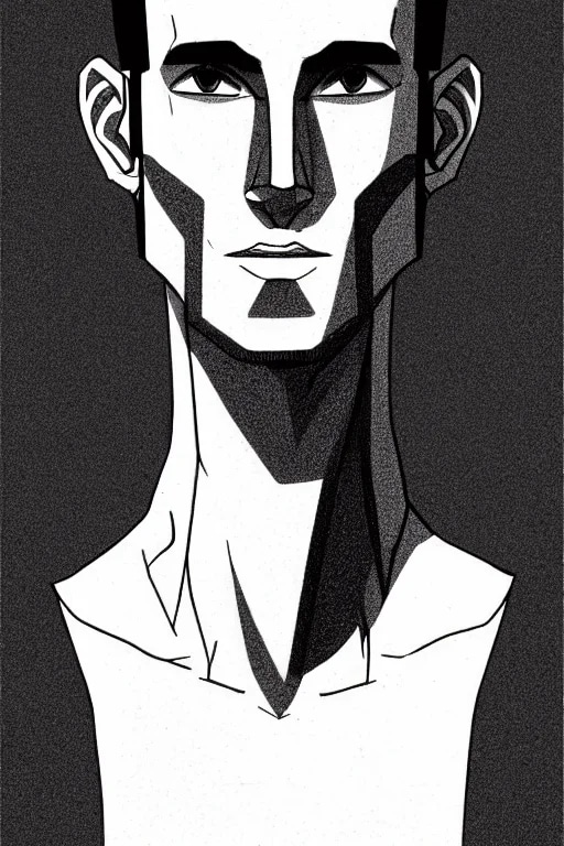 young man with long face, with clean shaven short ...