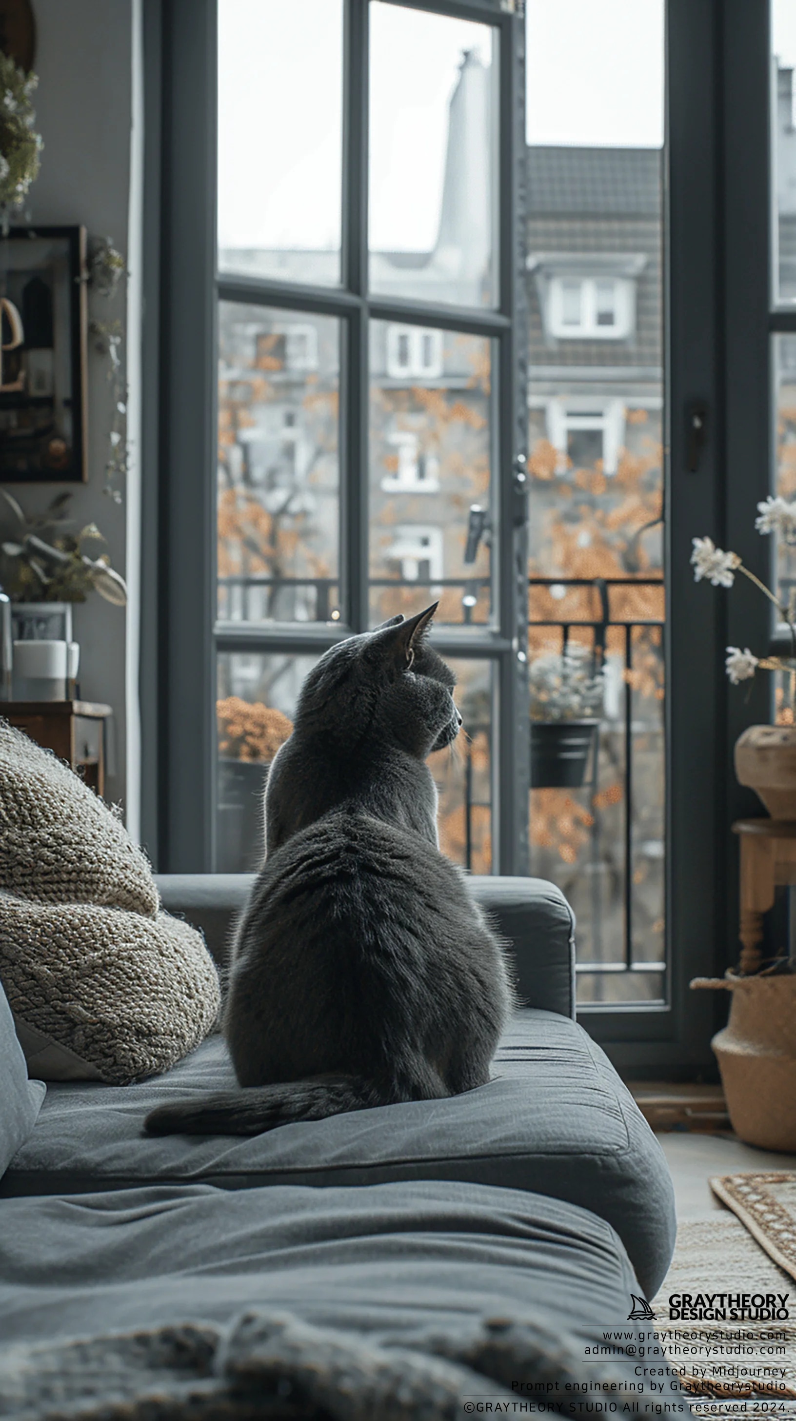 Photograph apartment living room, soft light of du...