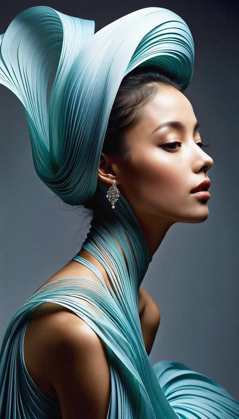 an image of a person with a flowing, sculptural h...