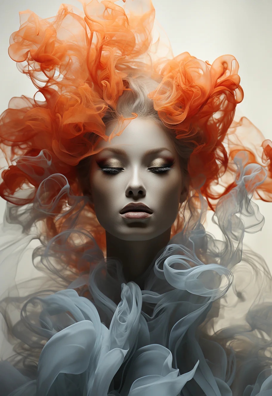 smoke sculpture portrait of a woman, in the style ...