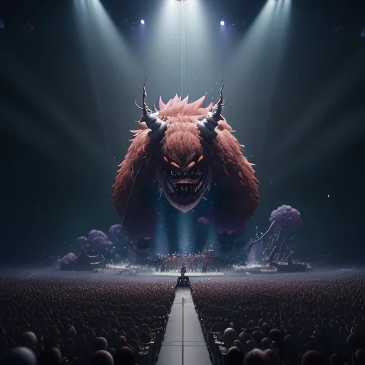 a wholesome animation key shot of a band behemoth ...