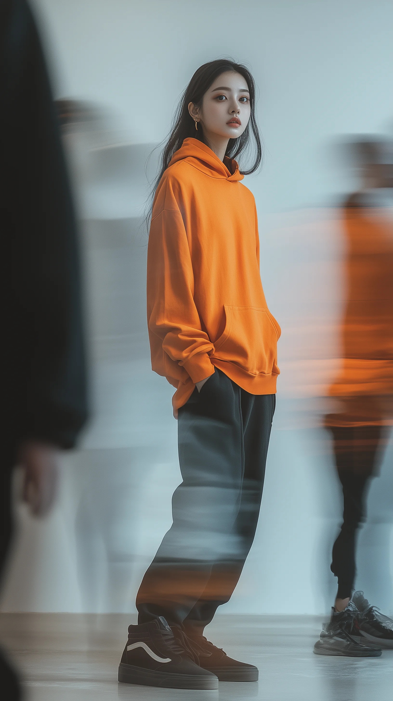 photography, snap shot, korean female model, side ...