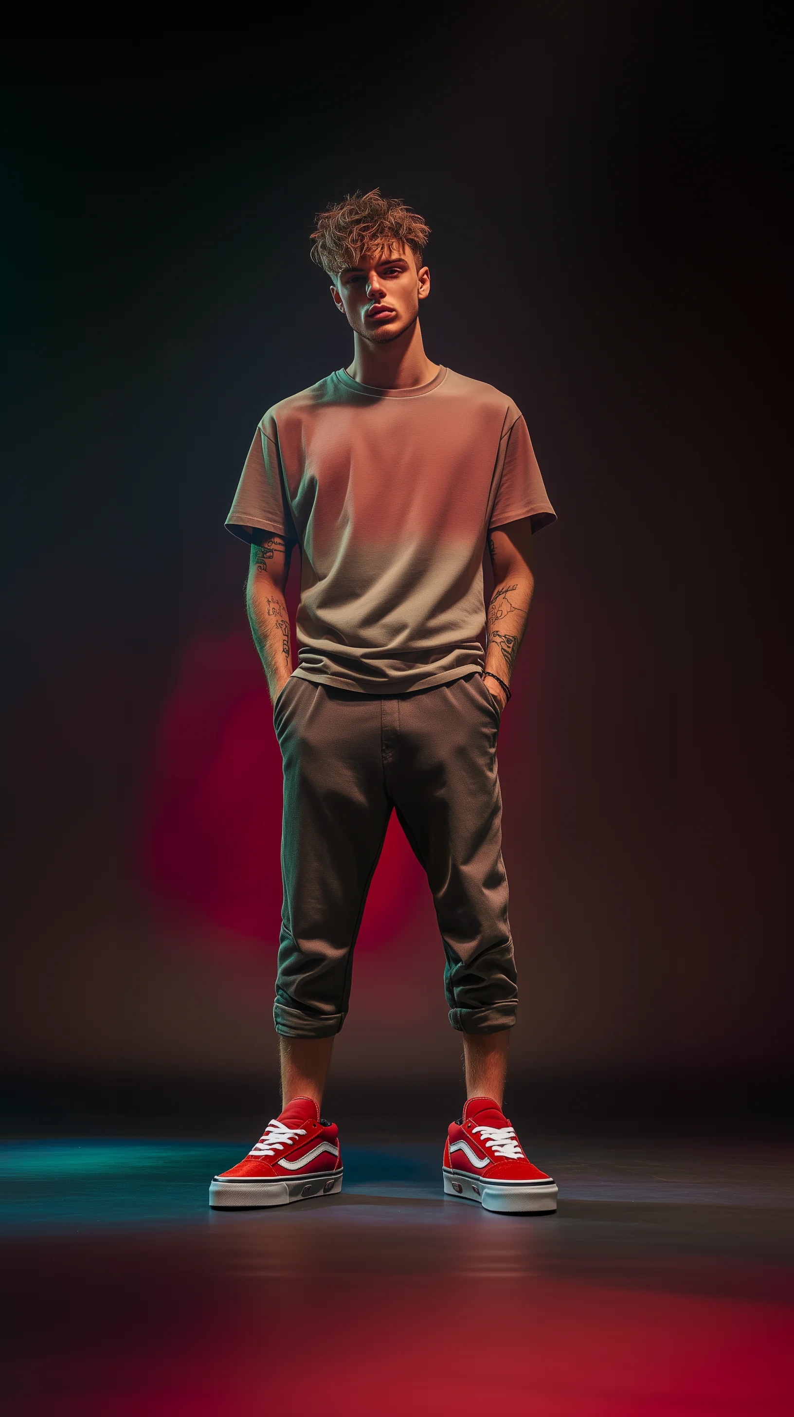 fashion photograph, front shot, full body, male mo...