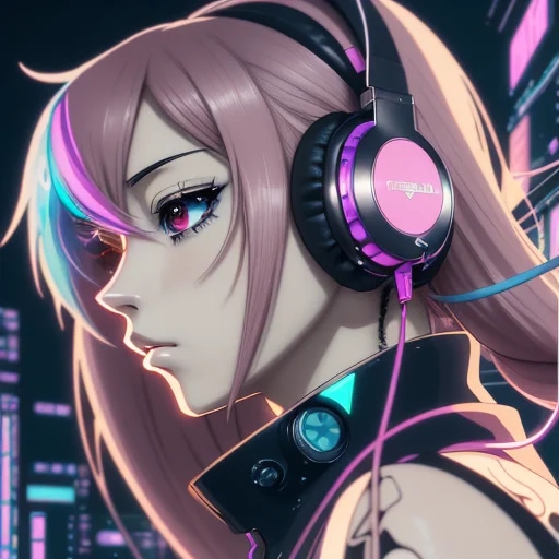 a close up of a person with a headphones and a clo...