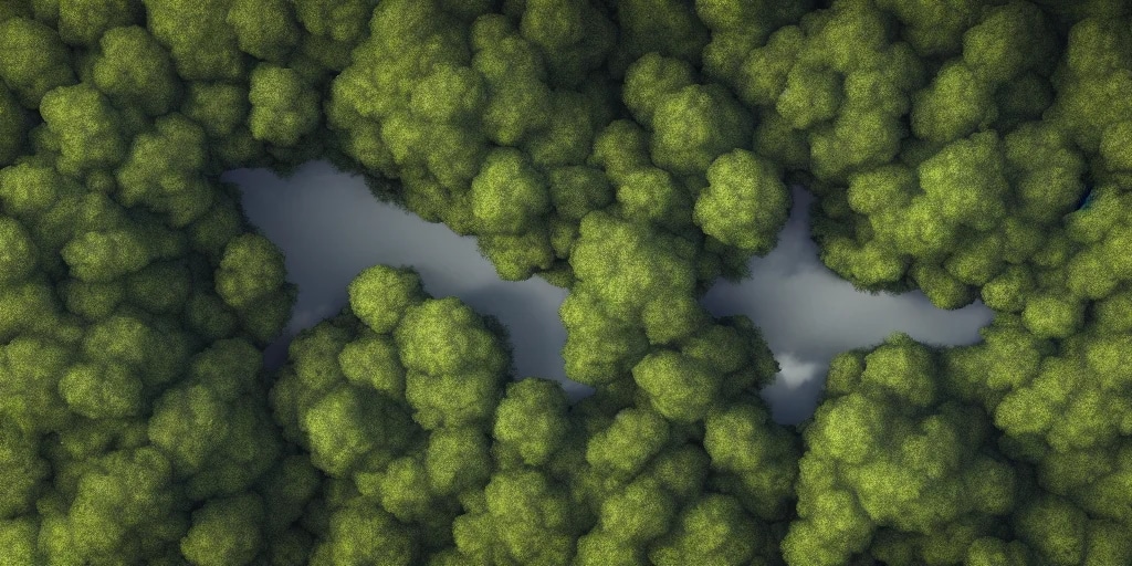 an opening in the woodlands : : high angle shot fr...