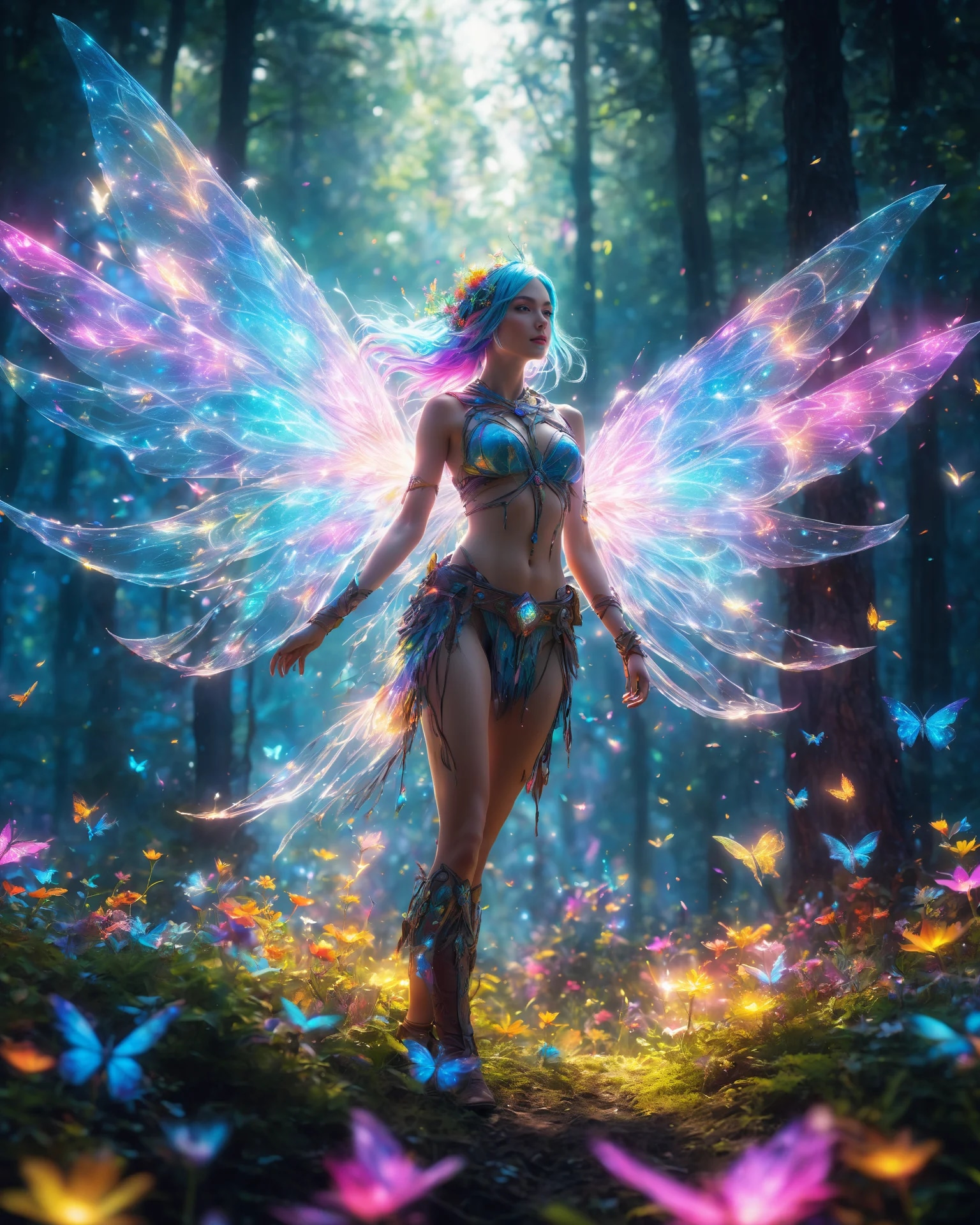 Magical Forest scenery, chronomancer(a female), a ...