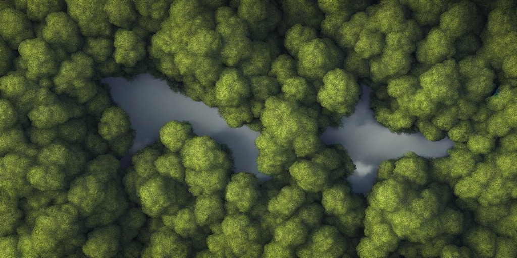 an opening in the woodlands : : high angle shot fr...