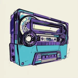 A retro icon of a cassette tape, Carbon Fiber styl...