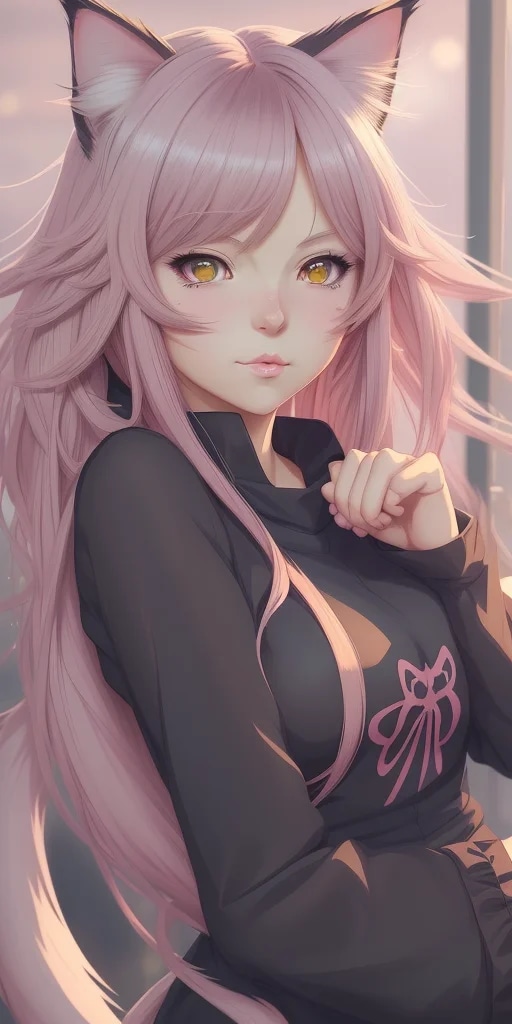 a close up of a person with moew pose, beautiful a...