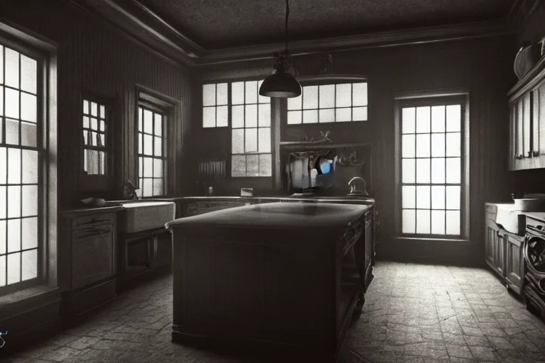 1900's kitchen l : : close shot : : 3 5 mm, realis...