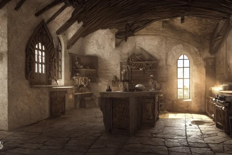 medieval kitchen l : : close shot : : 3 5 mm, real...
