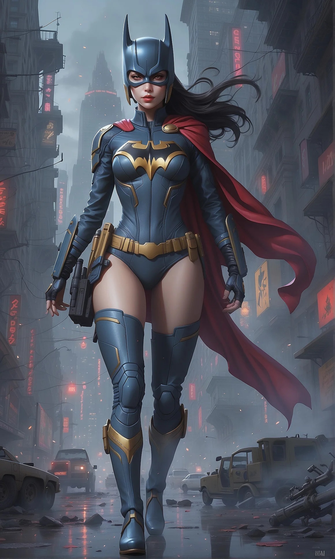 a masterpiece, batgirl/supergirl from dc comic wea...