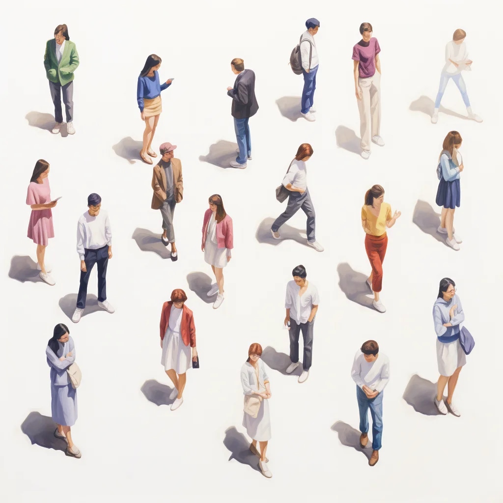 a series of [people] are shown in isometric fashio...