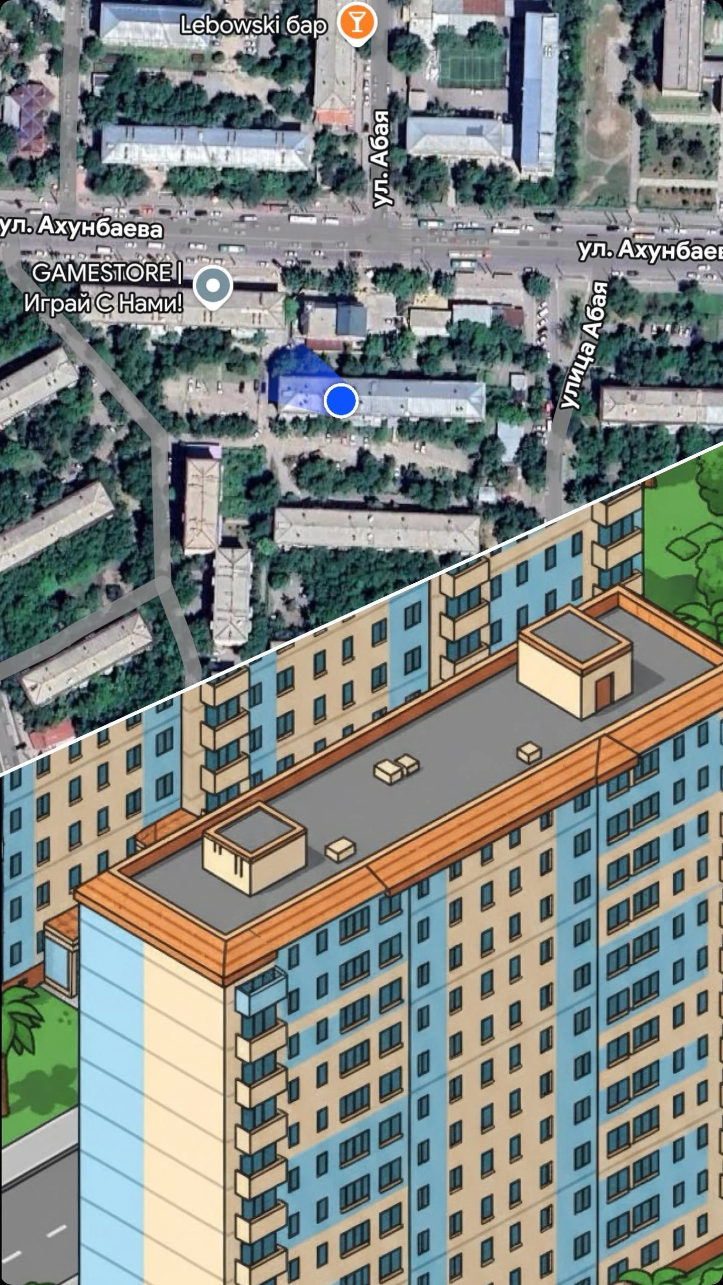 Take this location and make the landmark an isometric image (building 
