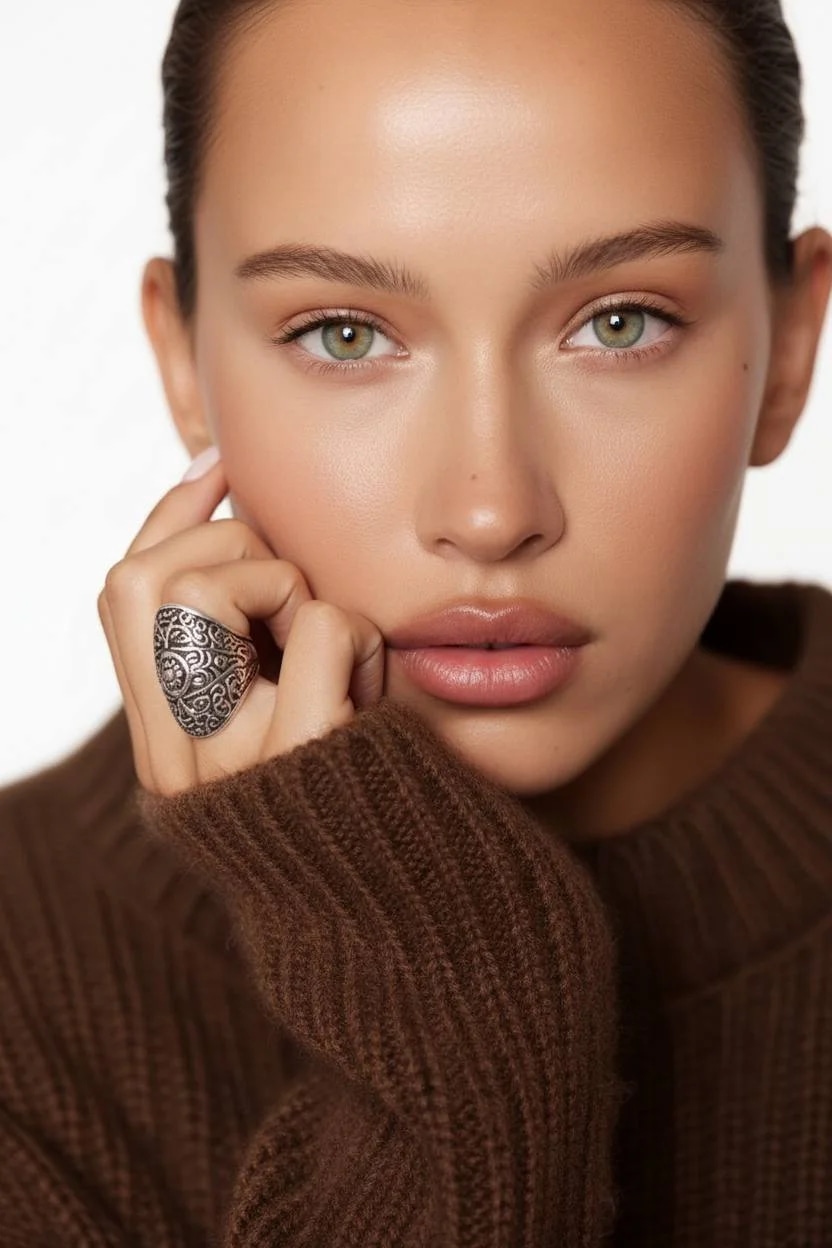 macro portrait, natural light, soft focus, detailed skin texture, emot