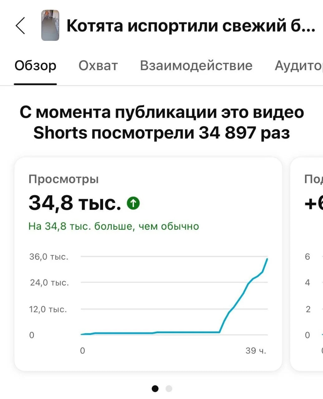 Видео от подписчицы закрытого канала, вместе со статистикой, хорошо залетает на YT shorts